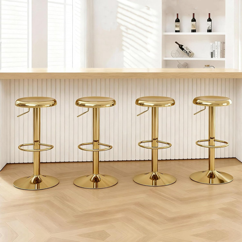 Juddson Adjustable Bar Stools Set of 2, Swivel Round Metal Airlift Barstools, Backless Counter Height Bar Chairs for Kitchen Dining Room Pub Cafe