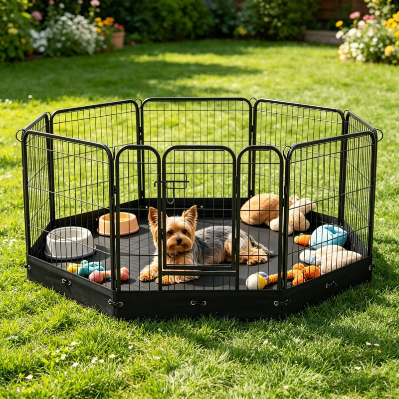 Ensemble de niche pour chien, métal, filet 1 ensemble brun clair intérieur et extérieur durable