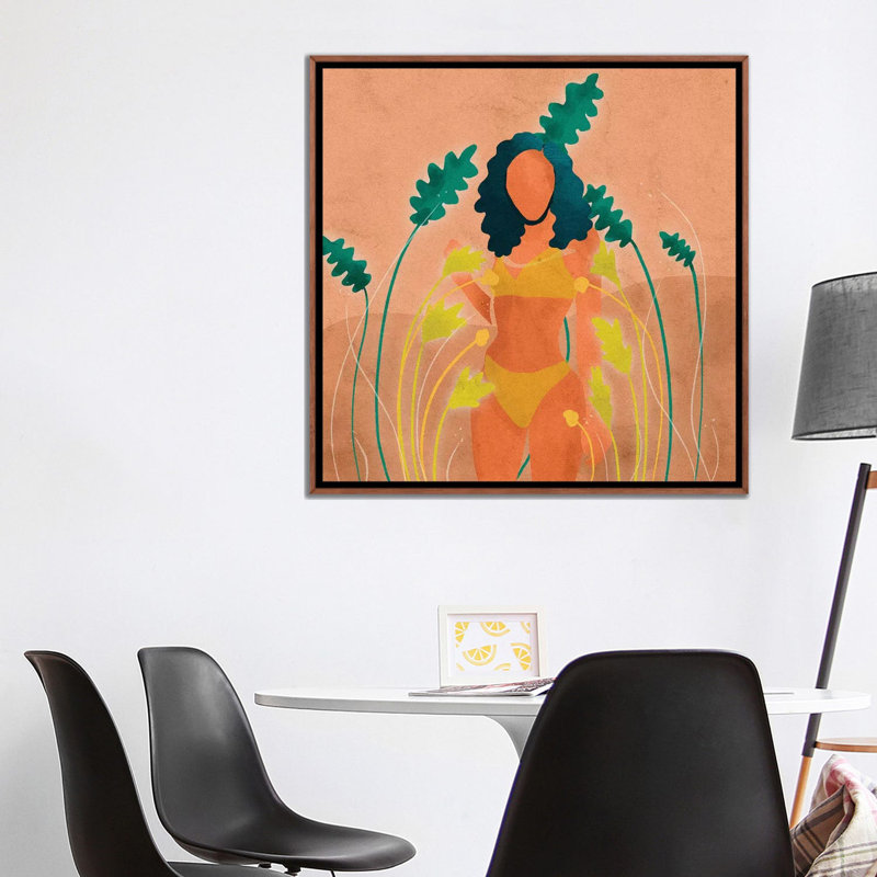 « Paige » par Reyna Noriega-impression, Toile classique avec cadre brun, H 37 po x l 37 po x P 1,5 po, Pas de tapis