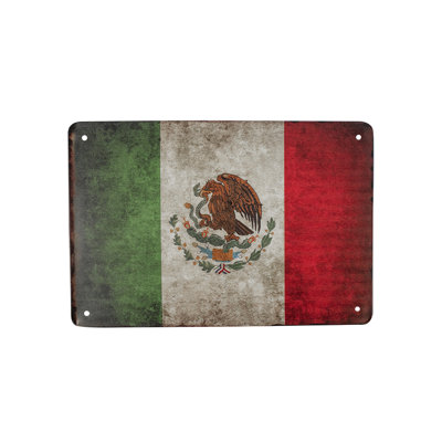 Rustic Tin Mexico Country Flag 8x12 Sign Mexican Man Cave Plaque Home Wall Decor