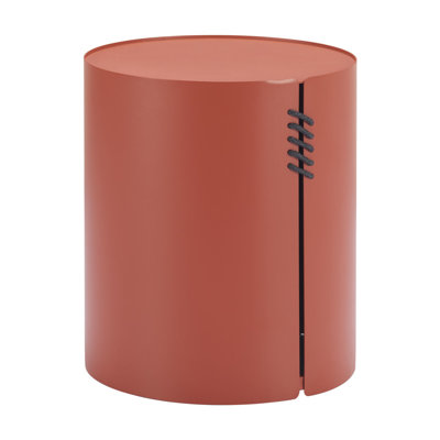 19" Brown Aluminum Round Drum End Table