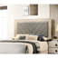 Lit pour grand lit, tête de lit tapissier gris et crème, tête de lit moderne en bois d'hévéa-166381437