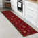 Ottohome Non-Slip Floral Leaves Area Rug For Living Room, Hallway, Entryway Rug, Dark Red