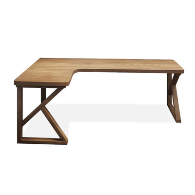 Bureau en bois massif en L Burlywood