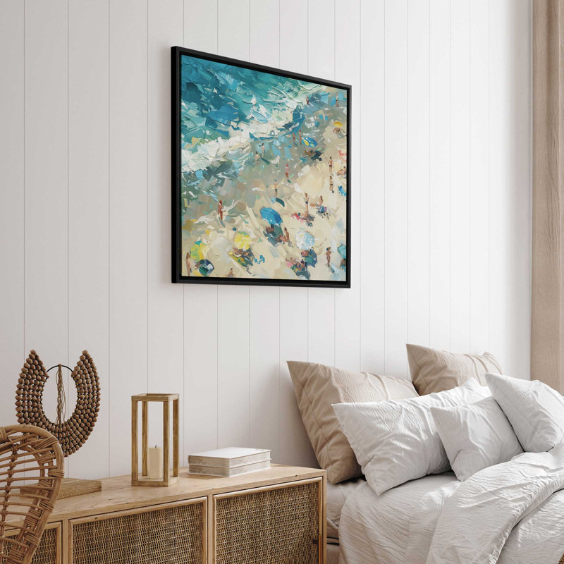 «Coastal Harmony on Canvas» par Azure Artisanal Studio, reproduction, Cadre flottant noir satiné