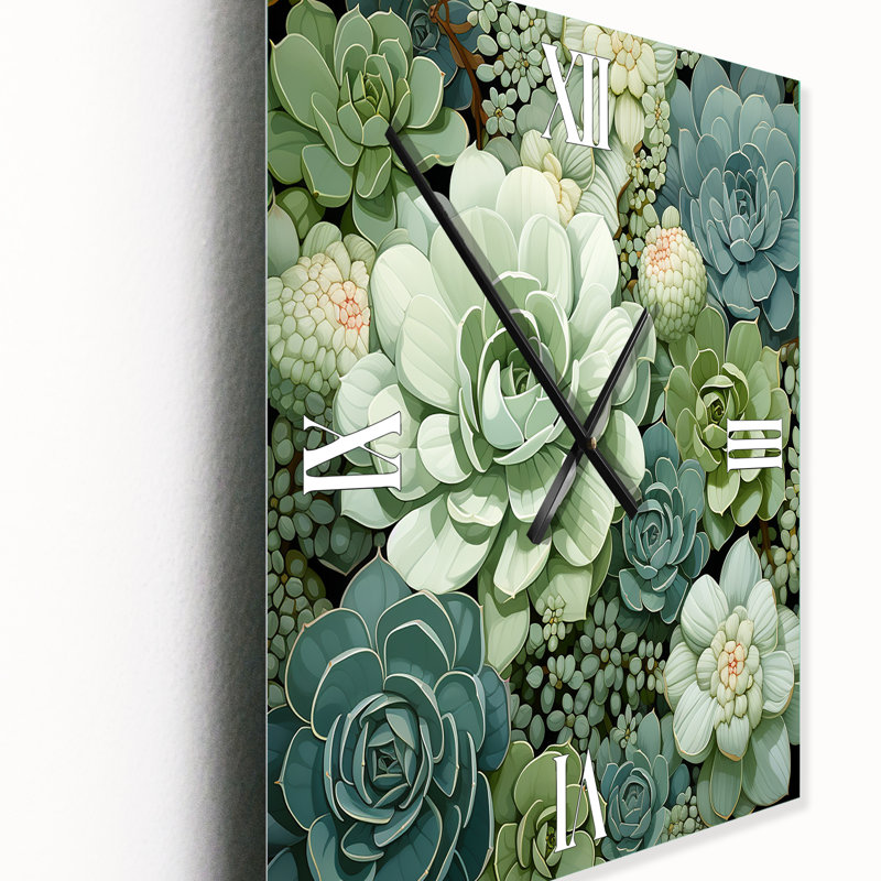 Horloge murale florale verte, Oversized