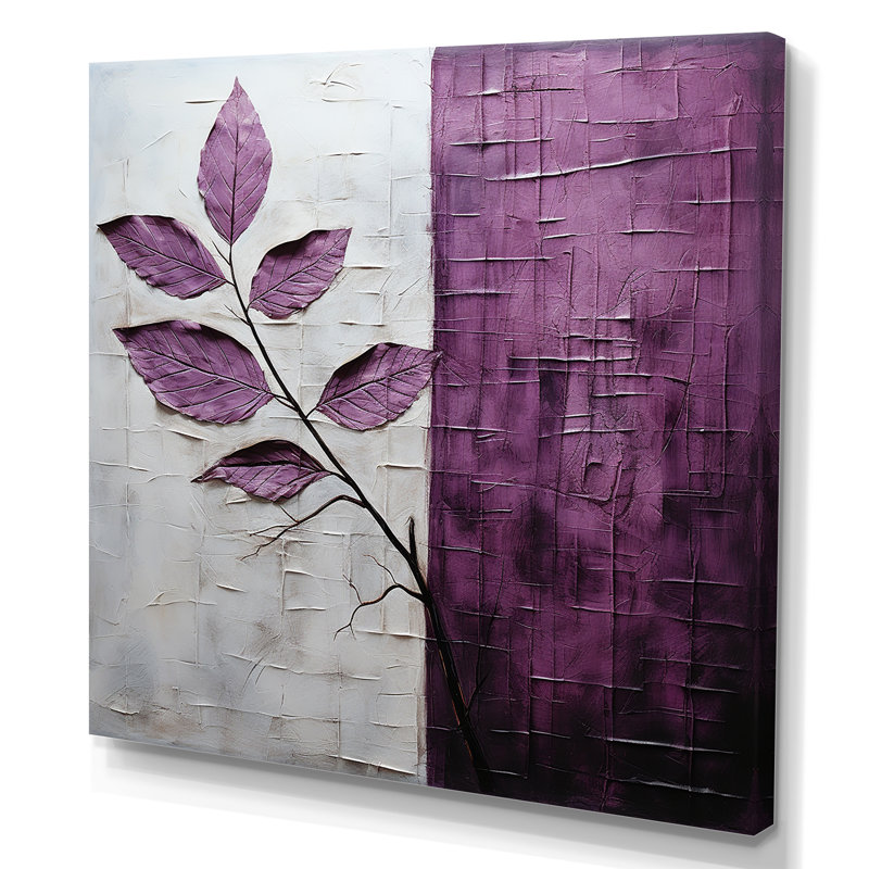 «Purple Leaves Plum Precision - Leaves», reproduction sur toile encadrée, H 16 po x l 16 po x P 1 po, Toile tendue