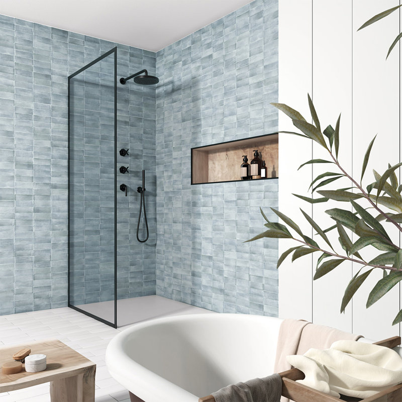 Carrelage mural en porcelaine Charm 2X6, Herbe bleue