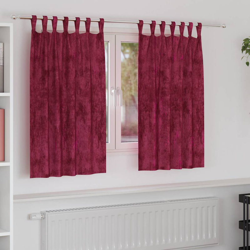 Alithia Velvet Room Darkening Curtain Pair, Wine Red, 140cm Width x 140cm Drop
