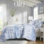 Housse de couette attrayante à rayures florales bleues double / grand, microfibre textile fascinante-124311698