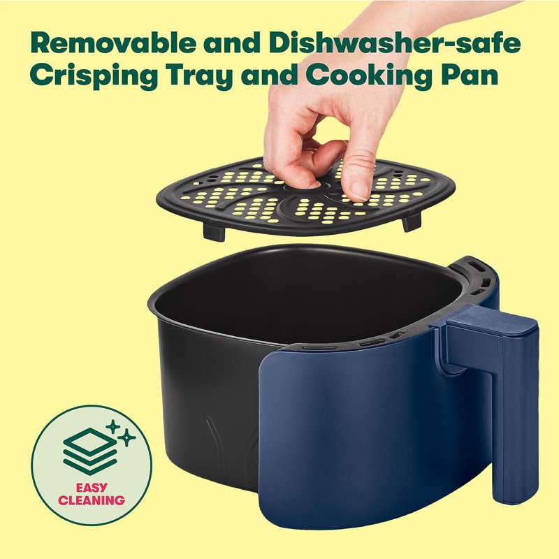 3 Qt Manual Air Fryer Oven and 5-in-1 Multicooker with Removable Nonstick and Dishwasher Safe Crisping Tray and Basket, 1400 Watt Heating System