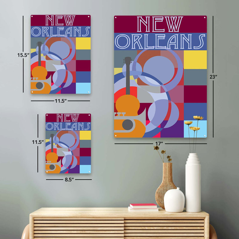 Musical Mod New Orleans sur impression métallique, H 15,5 po x l 11,5 po x P 0,04 po