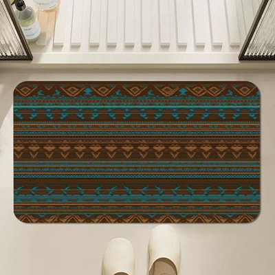 Petit tapis de bain antidérapant de style sud-ouest, tapis de salle de bain de style campagnard rétro, tapis de douche Native American