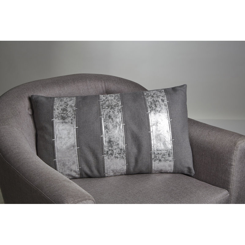 Bergman Striped Rectangular Throw Cushion With Filling, Grey/Silver