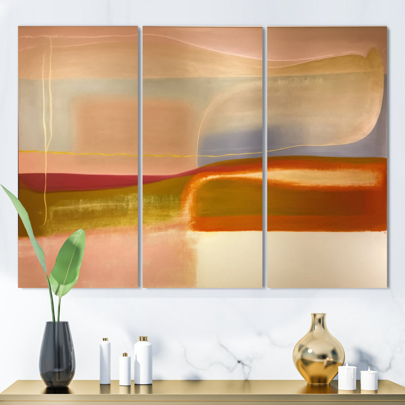 Arslaan - 3 pièces, peinture sur toile, H 32 po x l 48 po x P 1 po, Toile tendue