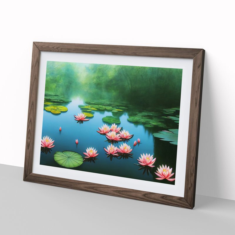 Special Water Lily Pond - Framed Print, 46cm H x 64cm W, Walnut Frame