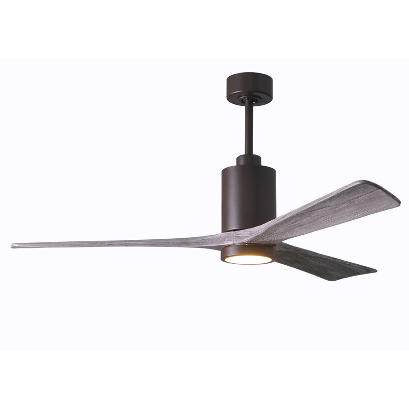 Patricia LED Downrod Ceiling Fan, Textured Bronze, Barn Wood, 52"