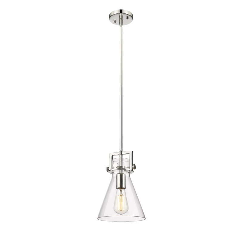 Luminaire suspendu avec tige 30 po Coterie, Transparent, Nickel poli, H 11,38 po x l 8 po x P 8 po