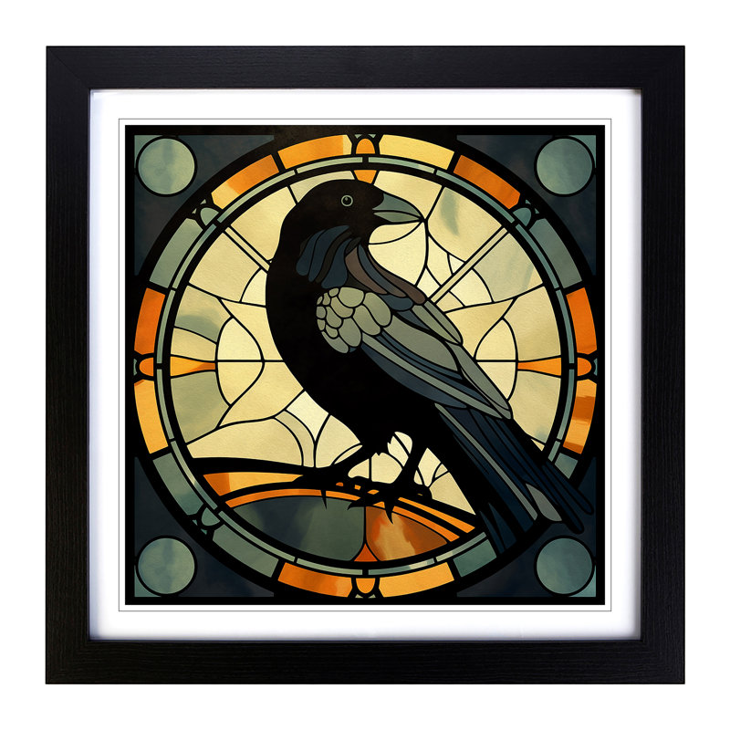 Crow Art Deco - Framed Print, Black