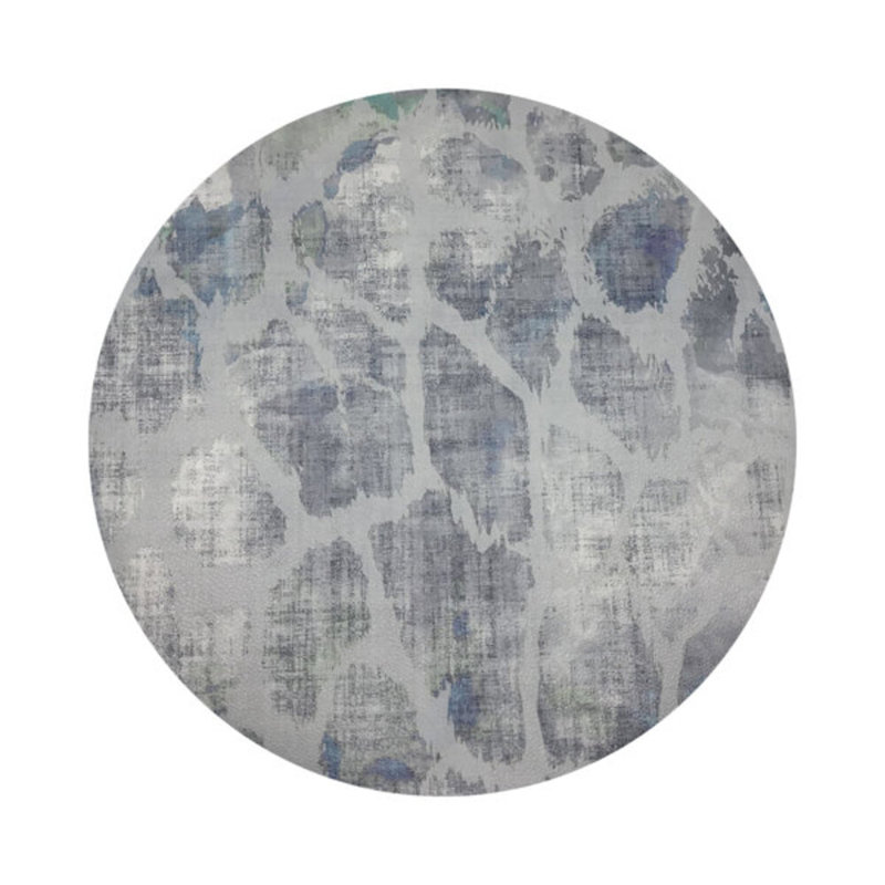 Giraffe Vegan Leather Round Pebble Placemat, Opulence