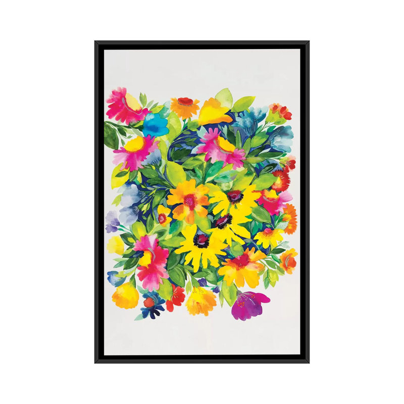 «Late Summers Bouquet», impression sur toile, H 26 po x l 18 po x P 1,5 po, Toile avec cadre flottant noir, Pas de tapis