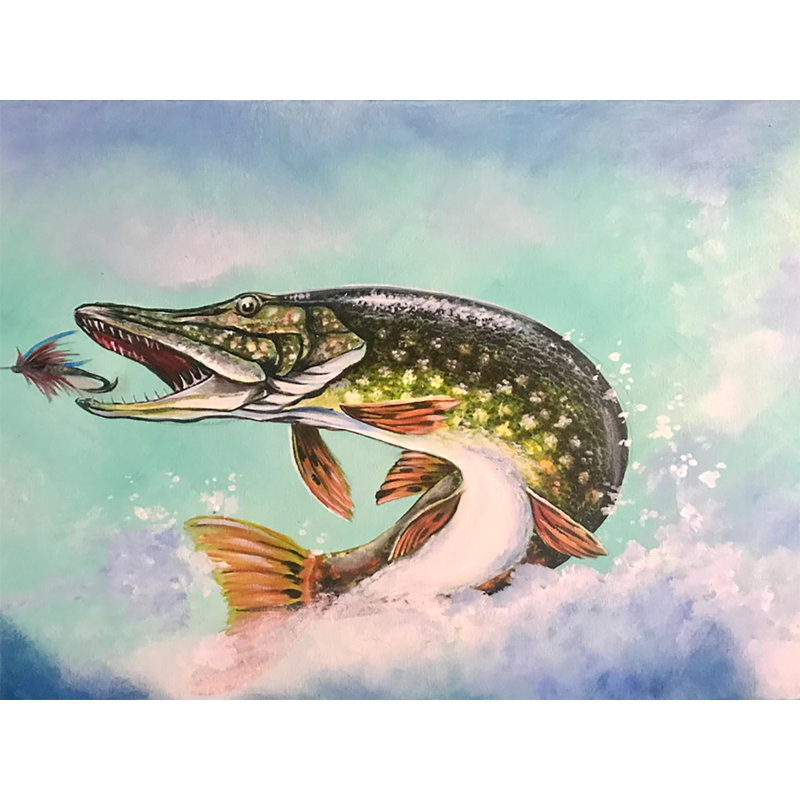«Fly Fishing Acrylique» par Ed Capeau - reproduction d'art sur toile, H 12 po x l 18 po x P 1,5 po, Pas de tapis