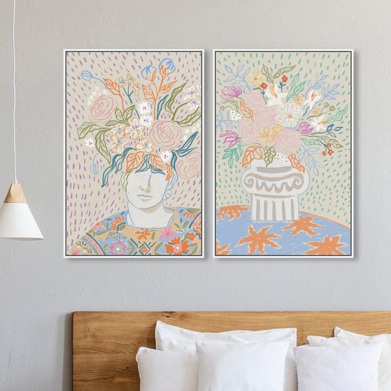 Summer Flourish Set Set by Oliver Gal, 74"H x 50"W, White Floater Frame