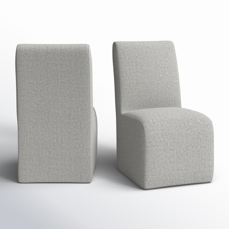 Gray Linen Upholstered Parsons Side Chair Set