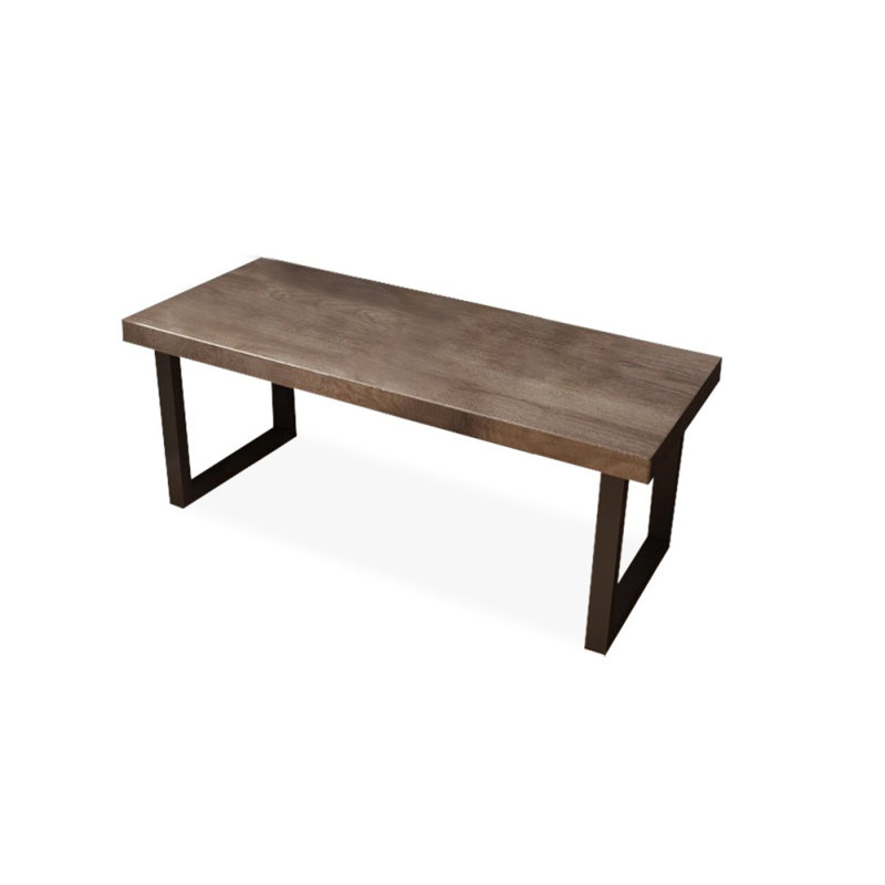Brun noyer + bois massif rectangulaire noir + bureaux en fer, H 29,53 po x l 55,12 po x P 27,56 po