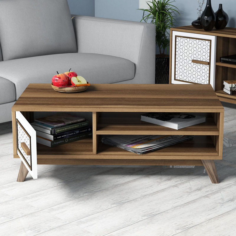 Winnie Unfinished Entertainment Centre for TVs up to 65", White/Walnut