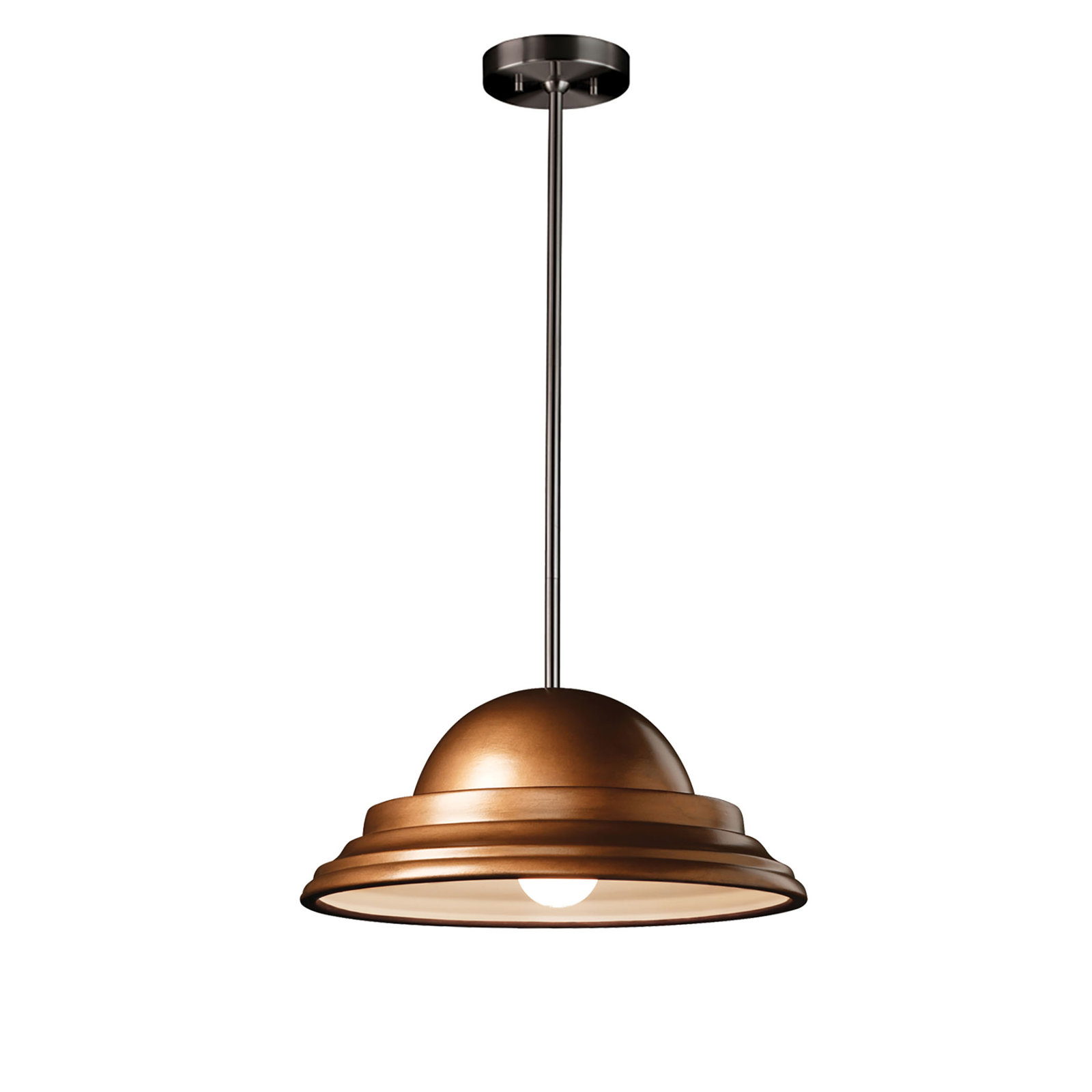 Leni Single Light Ceramic Dimmable Pendant, Brushed Nickel, Gloss Blush, No