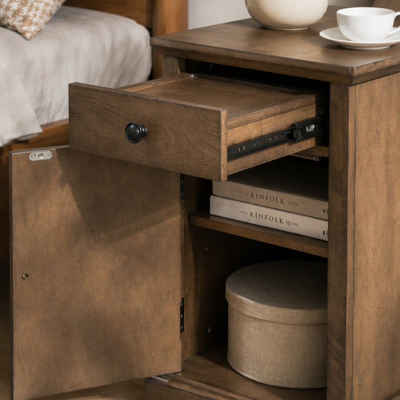 Table de bout U-Can Classic Charging Living avec ports USB et rangement, Brown / Antique brown
