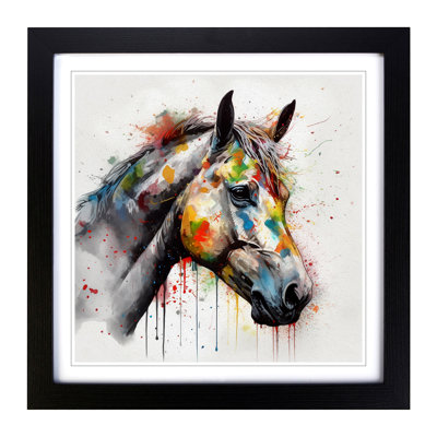 Horse Splatter - Single Picture Frame Print on Wood