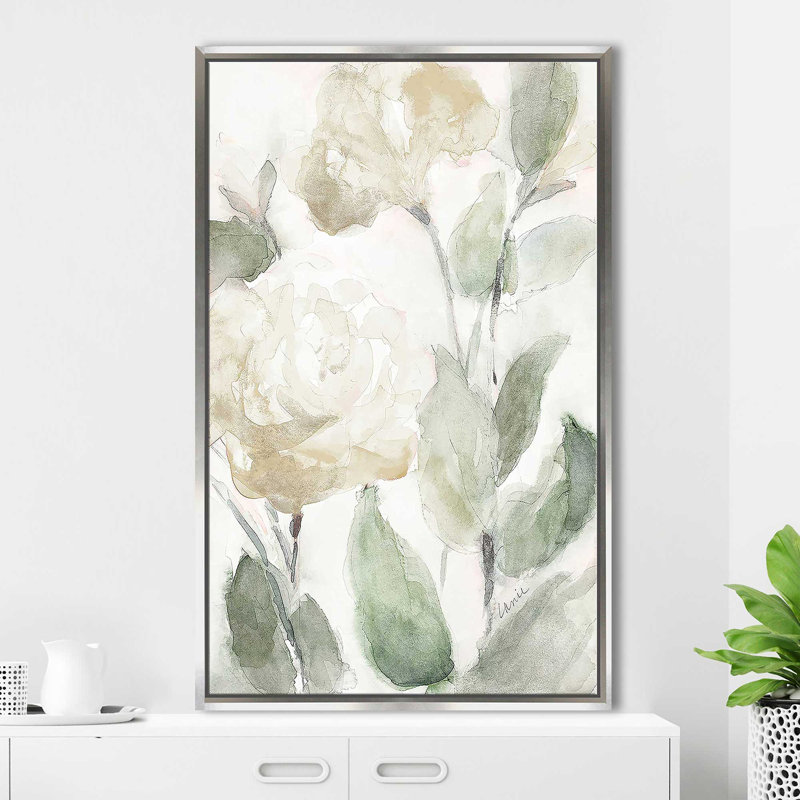 «Hello Late Spring II» par Lanie Loreth - Peinture, H 43,5 po x l 27,5 po x P 2 po, Cadre flottant argent