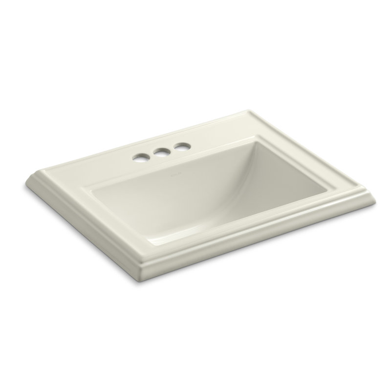 Memoirs® Rectangular Drop-In Bathroom Sink with Overflow, Biscuit, 4'' Centers