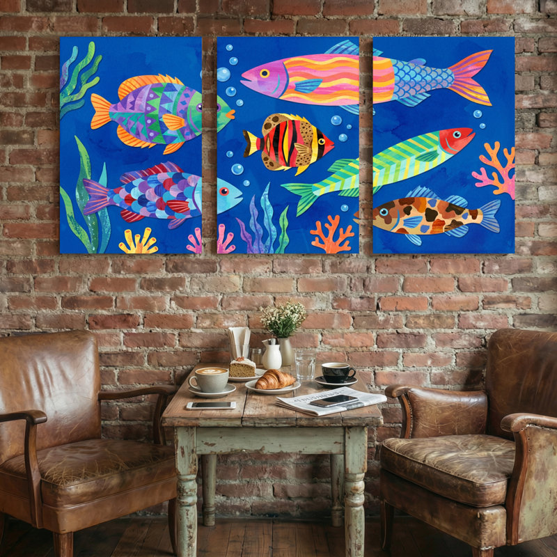 Animaux, ensemble de 3 reproductions d'art sur toile, H 36 po x l 72 po