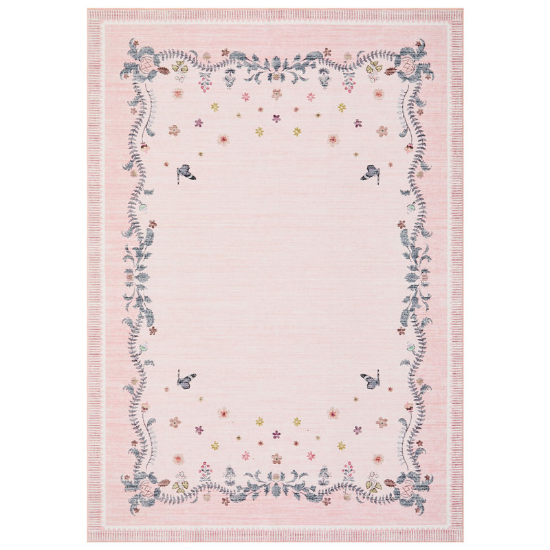 Tapis à bordure Clover Petal pour chambre à coucher et salon, Rose, 10 x 13 pi