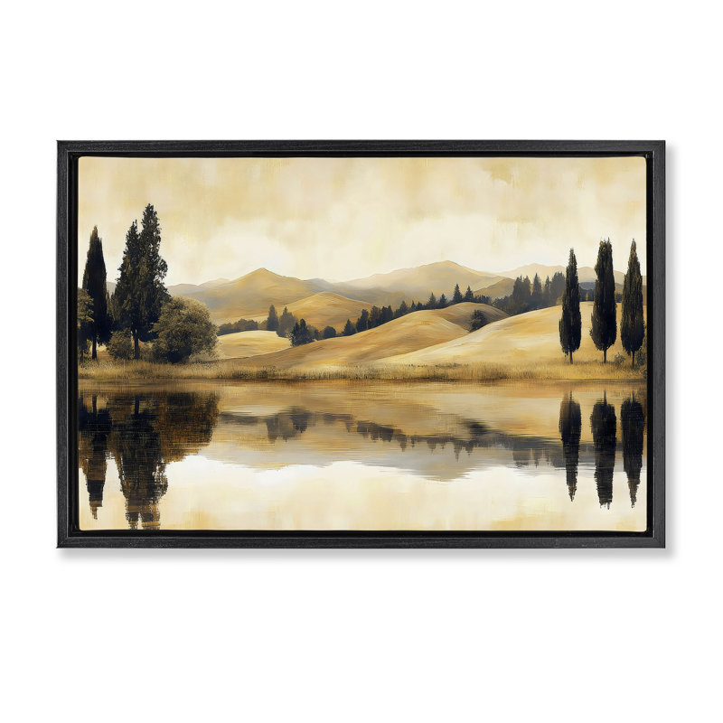 Reflective Fields View Floating Frame, design by LSR Creative Studio, Jet Black Floater Frame, 17" H x 25" W