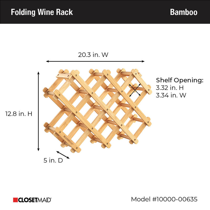 Bamboo Wood Folding Wine Rack, 8 Bottles