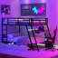 Lit superposé en métal noir avec bureau intégré et 2 tiroirs progressifs - Chambre double pour utilisation
