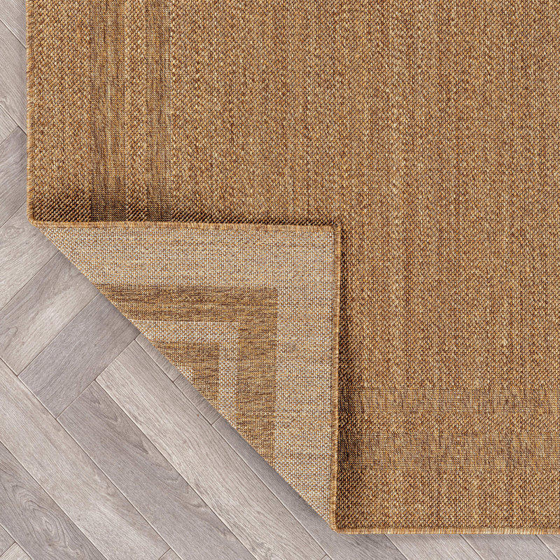 Border Natural/Jute Easy-Care Indoor/Outdoor Flat Woven Area Rug, Natural, Rectangle 7'10" x 10'