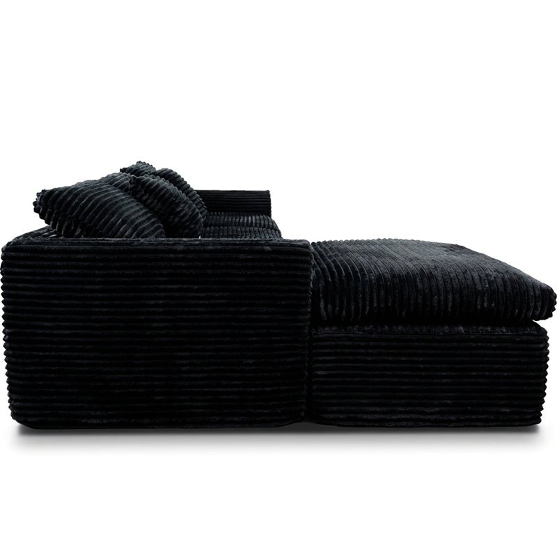 Canapé en éponge désossée à haute résilience de 108 pouces avec densité 30, coussins à double couche en forme de nuage, plusieurs options de combinaison, aucune installation requise / noir