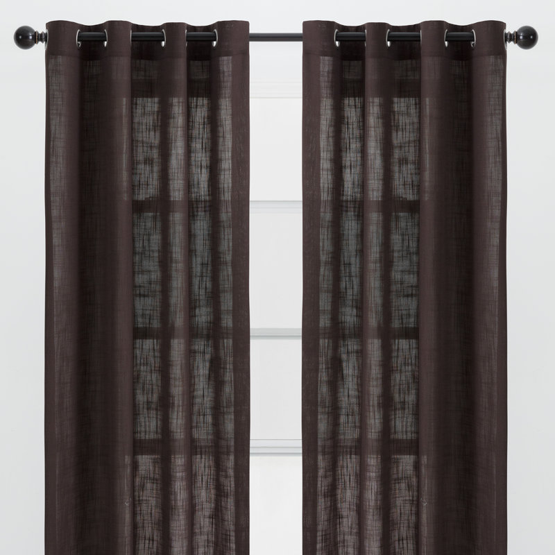 Paire de rideaux semi-transparents avec œillets Monge, Café, l 52 po x L 108 po