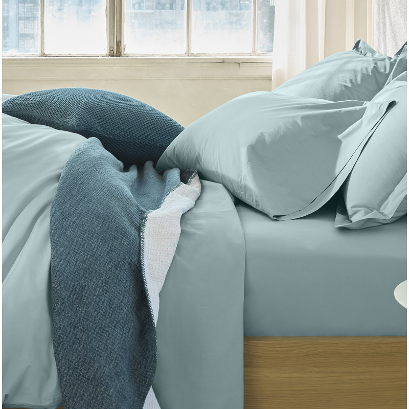 100% Cotton Percale Fitted Sheet, Queen Fitted Sheet, Pacific Blue