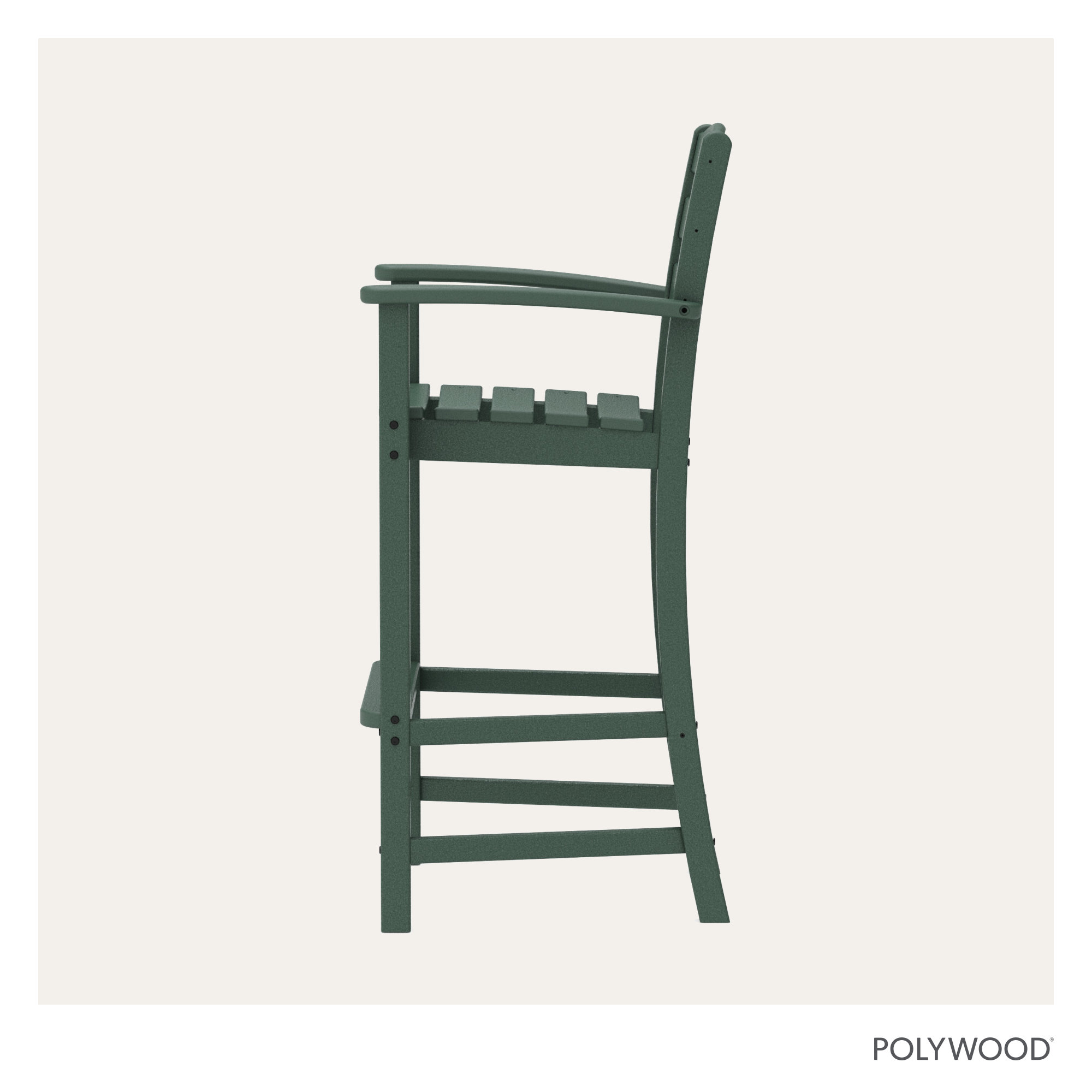 POLYWOOD La Casa Café Bar Arm Chair, Dark Green, Bar Stool (30.13" Seat Height)