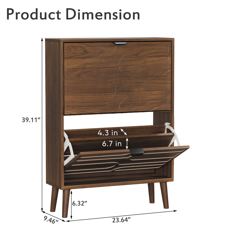 23.6”wide Modern Freestanding Shoe Cabinet, 39.11" H x 23.64" W x 9.46" D