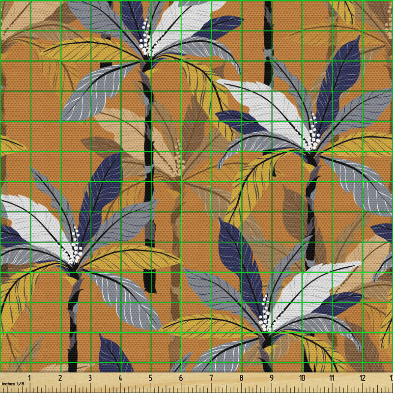 Cheznie Palm Leaves on an Amber Tone Backdrop Multi-Purpose Fabric