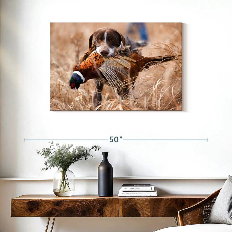Senne Dog Retrieving Pheasant, 24" H x 36" W