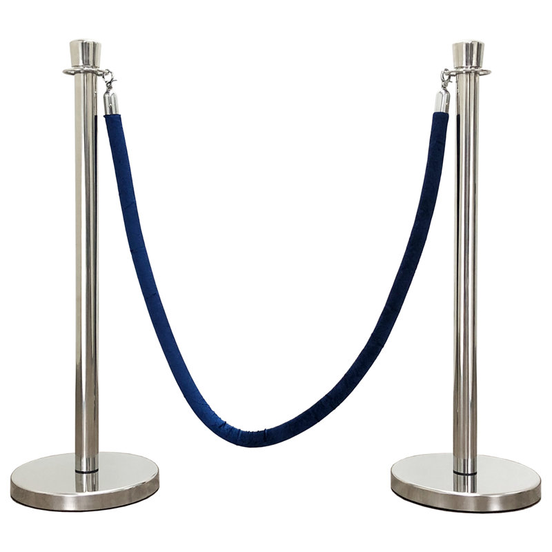 Poteau de contrôle pour foules de luxe (2 plateaux coniques / base plate + corde de 6 pi), Miroir / bleu