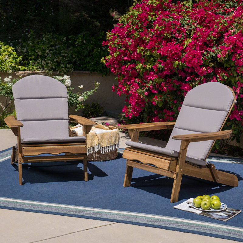 Chaise Adirondack pliante en bois massif Laffey, Gris naturel